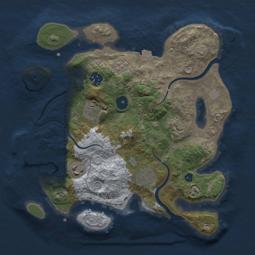 Rust Map: Procedural Map, Size: 3000, Seed: 1040624821, 10 Monuments