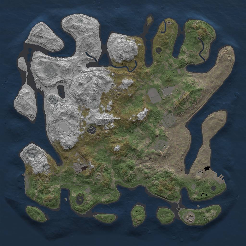 Rust Map: Procedural Map, Size: 4300, Seed: 1132161296, 17 Monuments
