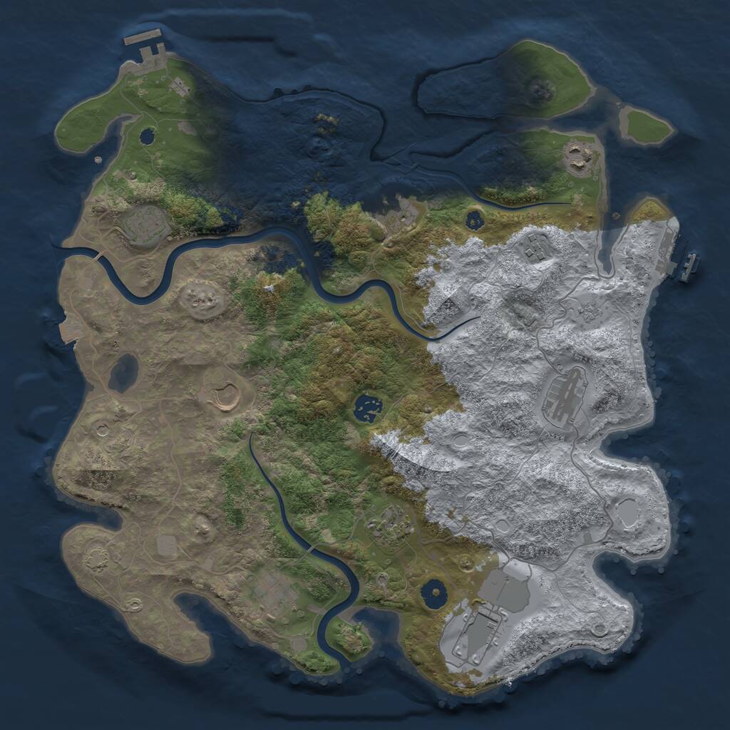 Rust Map: Procedural Map, Size: 3950, Seed: 437500058, 16 Monuments
