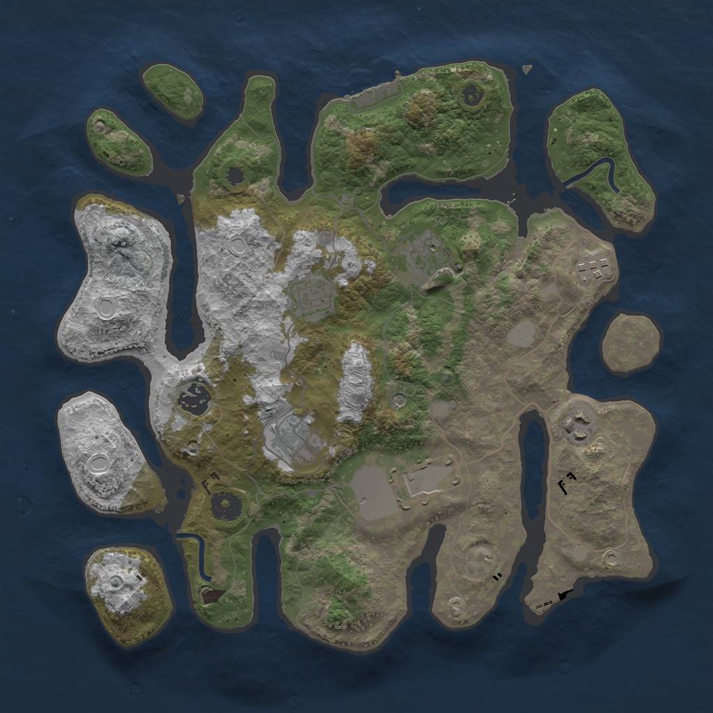 Rust Map: Procedural Map, Size: 3500, Seed: 457896312, 14 Monuments