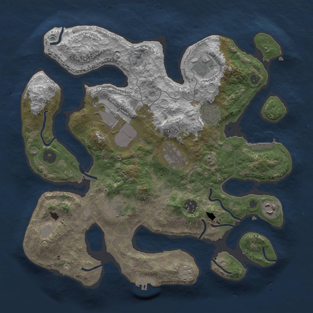 Rust Map: Procedural Map, Size: 3500, Seed: 1469774316, 16 Monuments