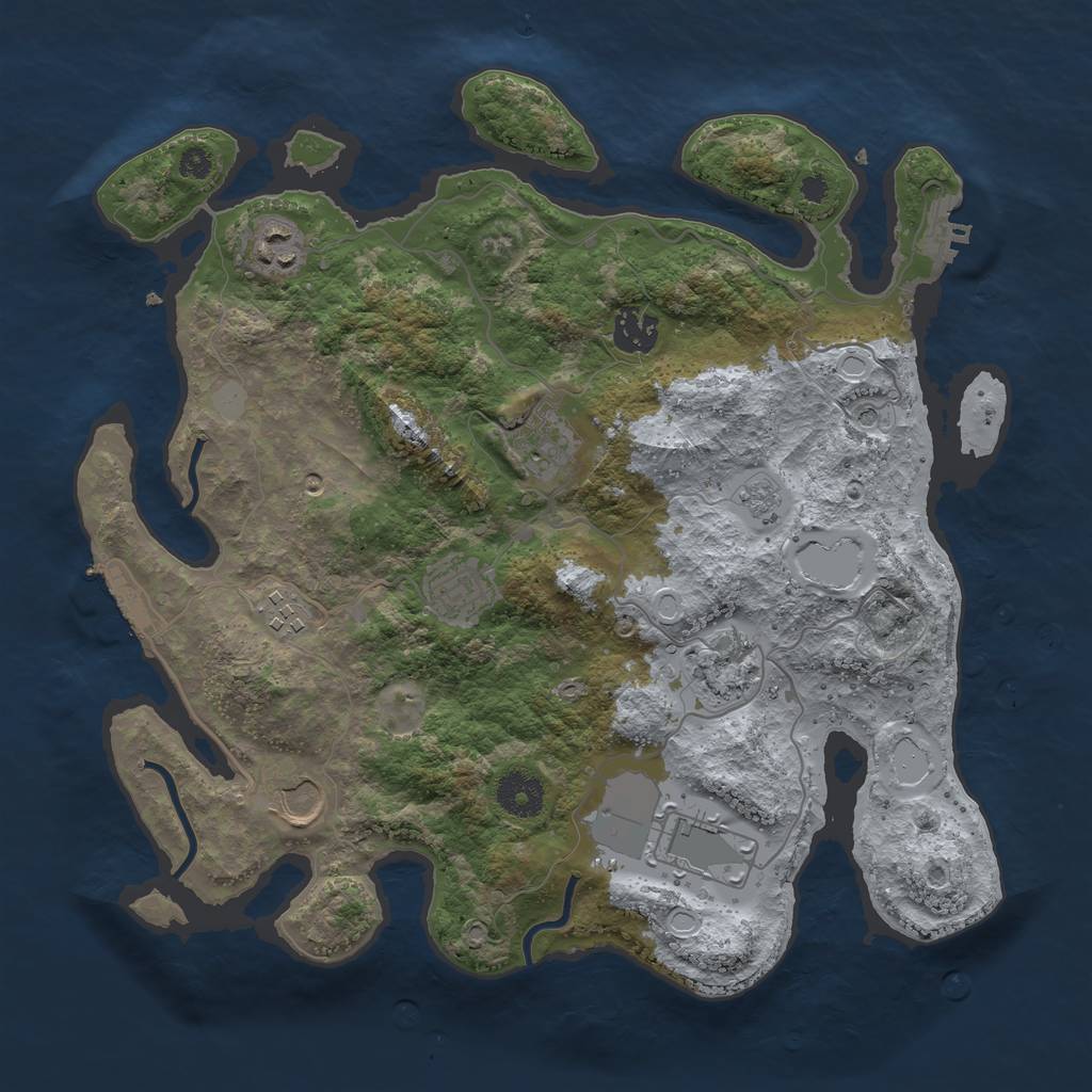 Rust Map: Procedural Map, Size: 3500, Seed: 1586751081, 15 Monuments