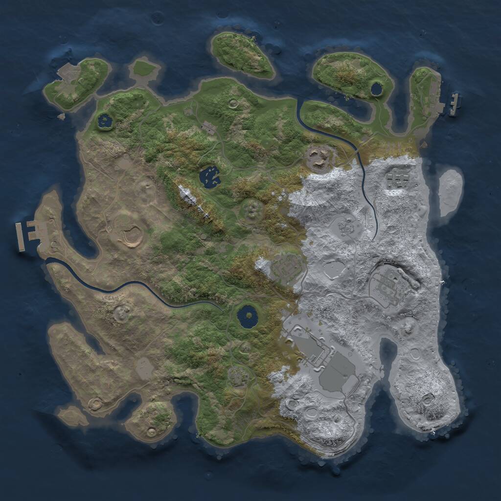 Rust Map: Procedural Map, Size: 3500, Seed: 1586751081, 12 Monuments