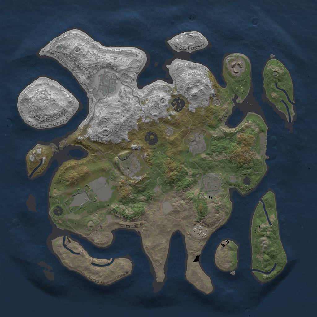 Rust Map: Procedural Map, Size: 3500, Seed: 1281983548, 15 Monuments