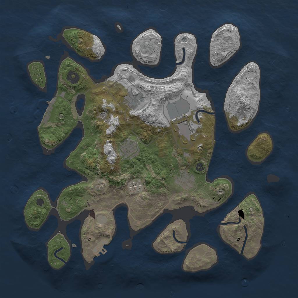 Rust Map: Procedural Map, Size: 3500, Seed: 2859123, 13 Monuments