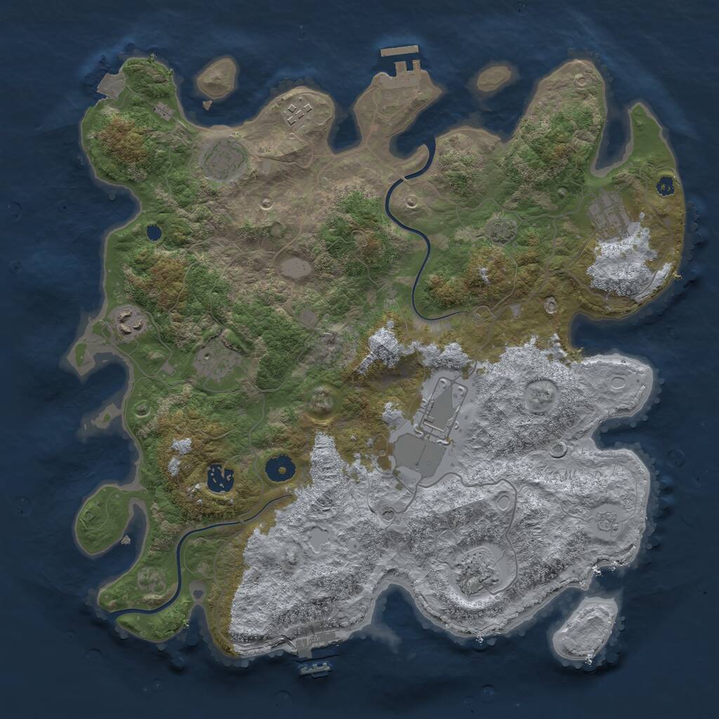 Rust Map: Procedural Map, Size: 3850, Seed: 338377540, 14 Monuments
