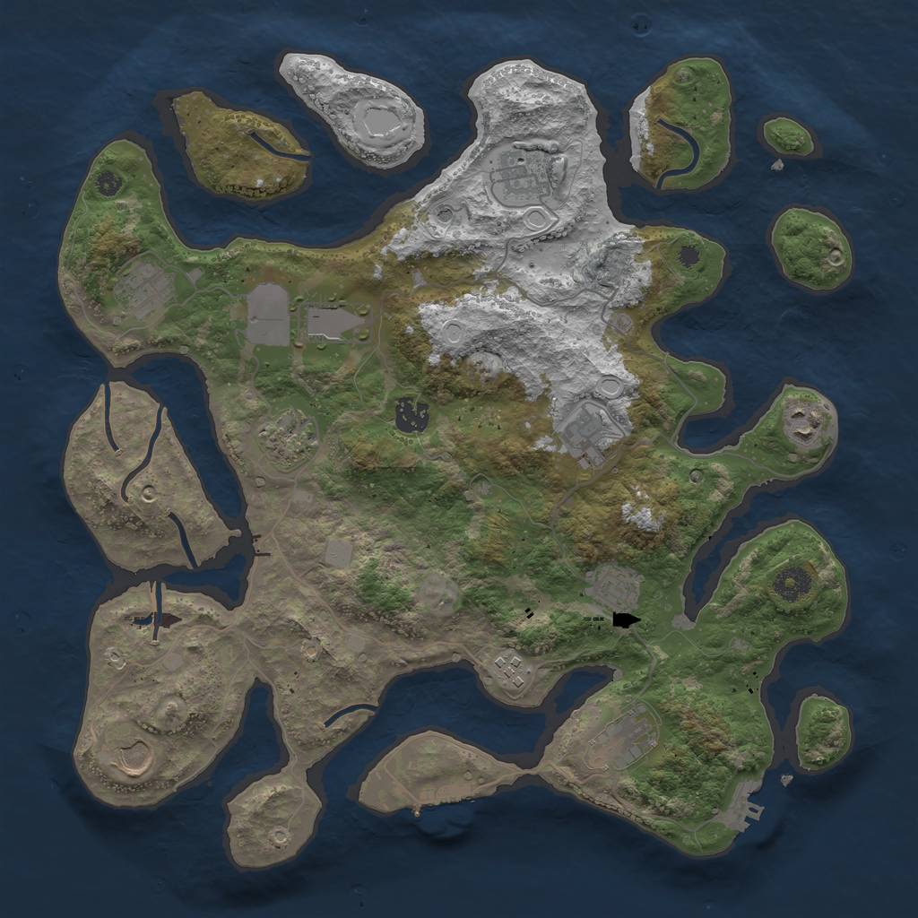 Rust Map: Procedural Map, Size: 3850, Seed: 1782748157, 19 Monuments