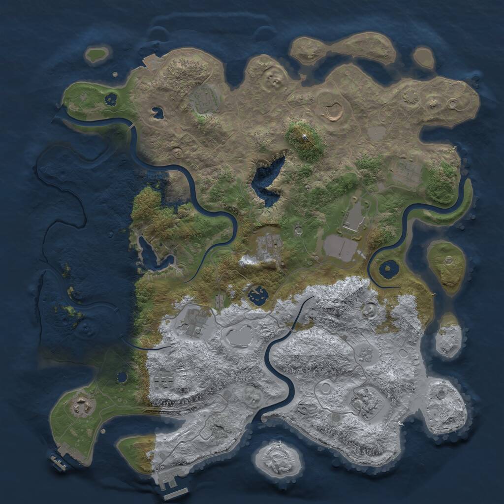Rust Map: Procedural Map, Size: 4050, Seed: 2108735794, 16 Monuments