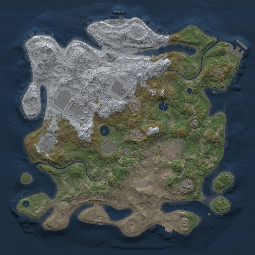Rust Map: Procedural Map, Size: 3800, Seed: 11428326, 14 Monuments