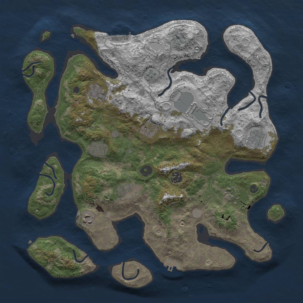Rust Map: Procedural Map, Size: 3950, Seed: 1221057789, 18 Monuments