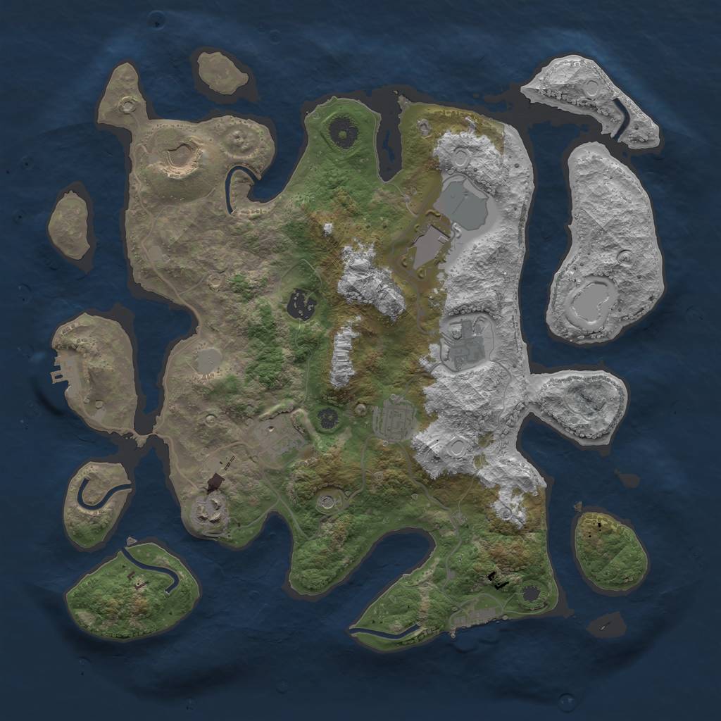 Rust Map: Procedural Map, Size: 3700, Seed: 1219797181, 15 Monuments