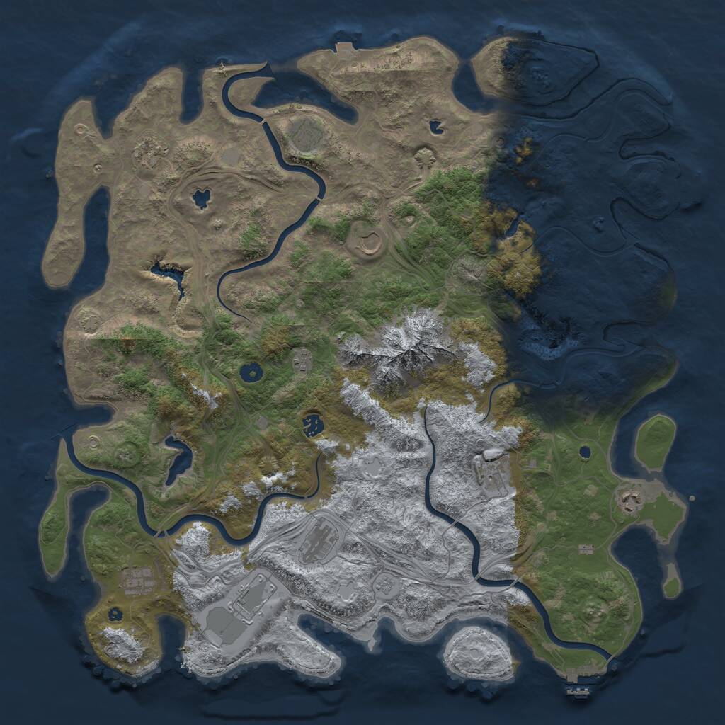 Rust Map: Procedural Map, Size: 5000, Seed: 7220484, 16 Monuments