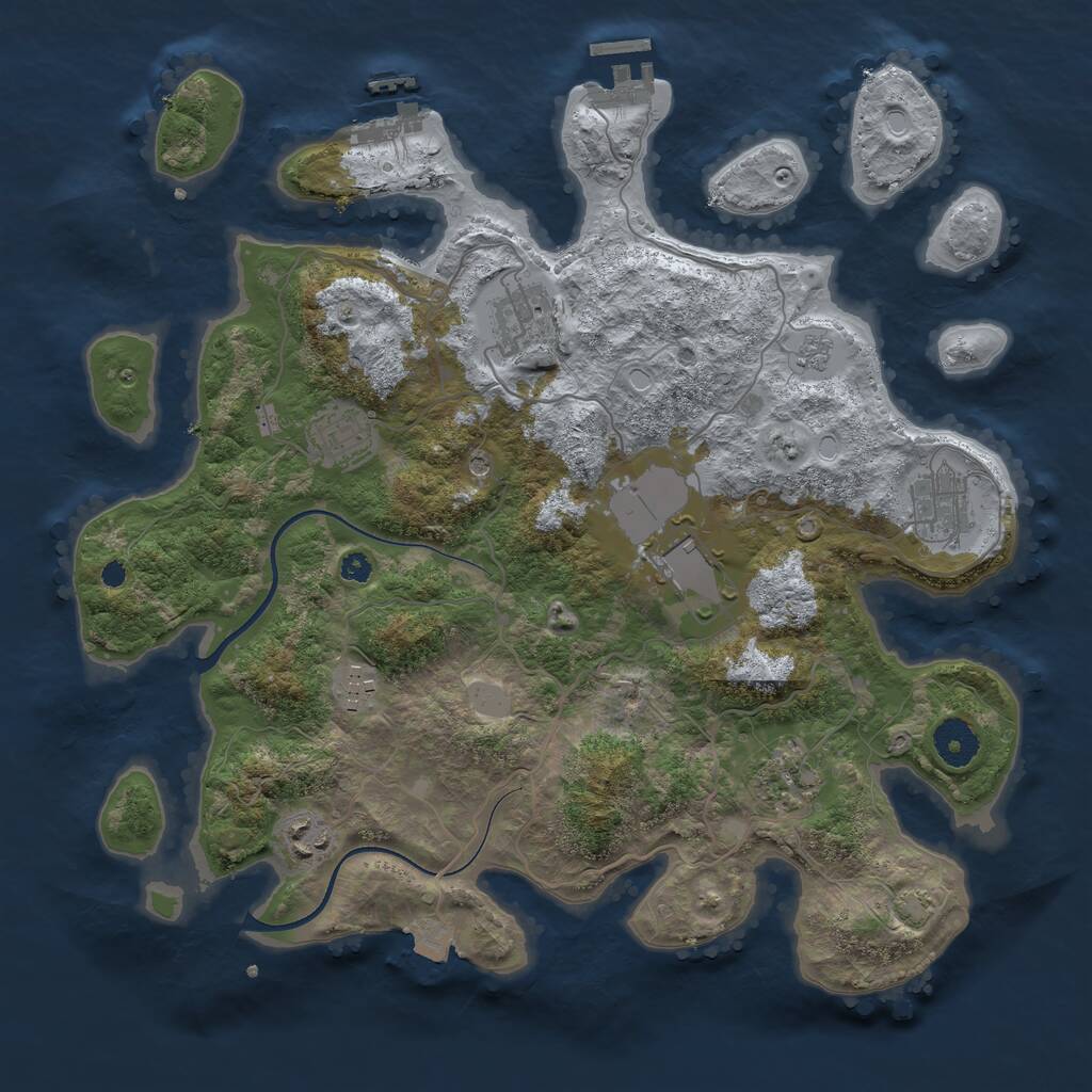 Rust Map: Procedural Map, Size: 3600, Seed: 32456245, 13 Monuments