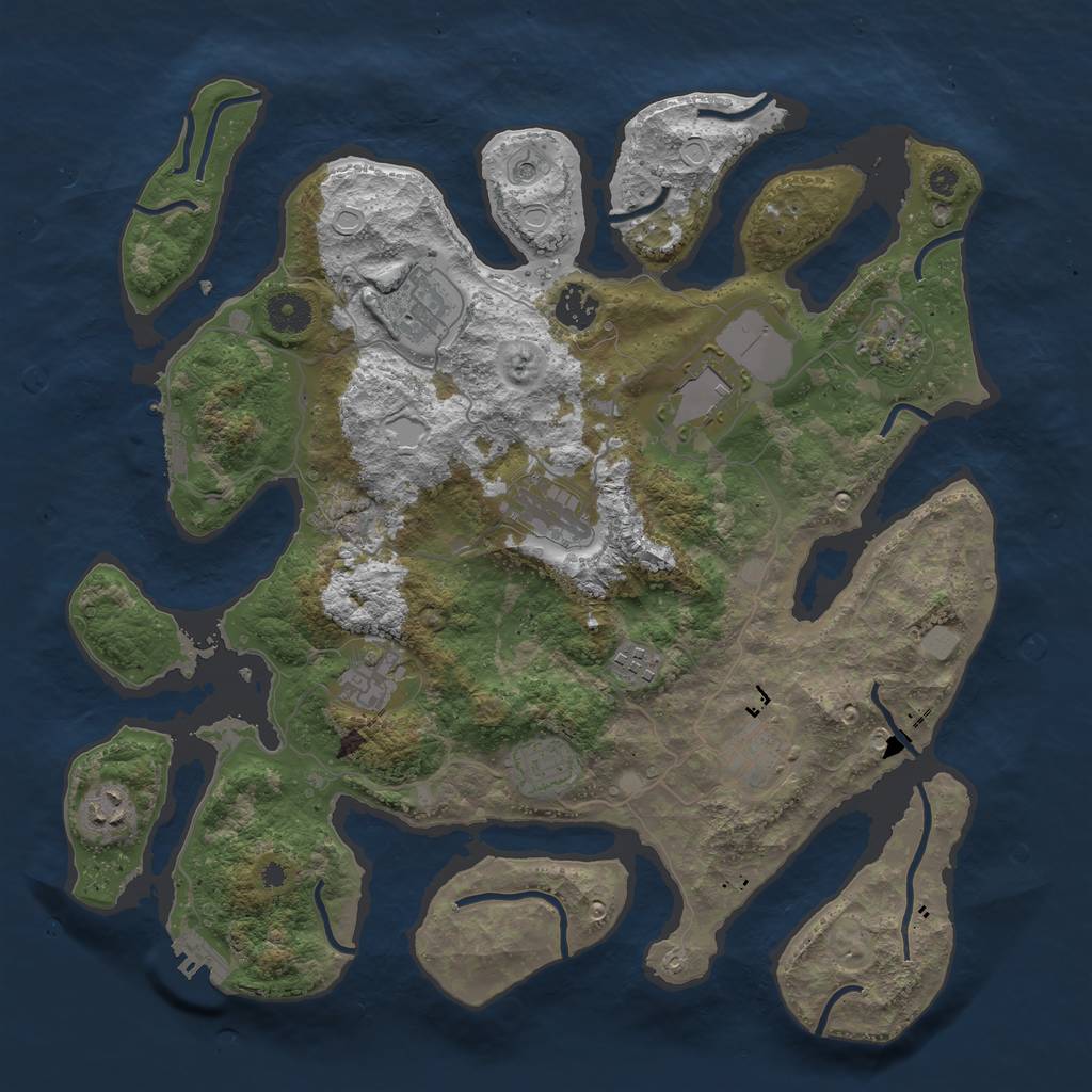 Rust Map: Procedural Map, Size: 3850, Seed: 1896516902, 18 Monuments