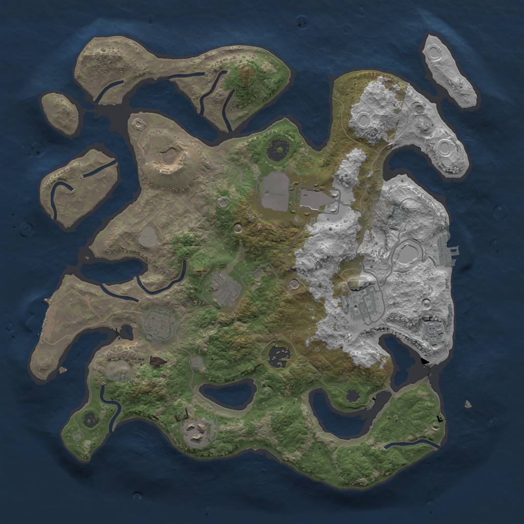 Rust Map: Procedural Map, Size: 3550, Seed: 531690, 16 Monuments
