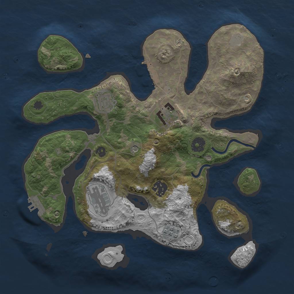 Rust Map: Procedural Map, Size: 3000, Seed: 1227081608, 13 Monuments