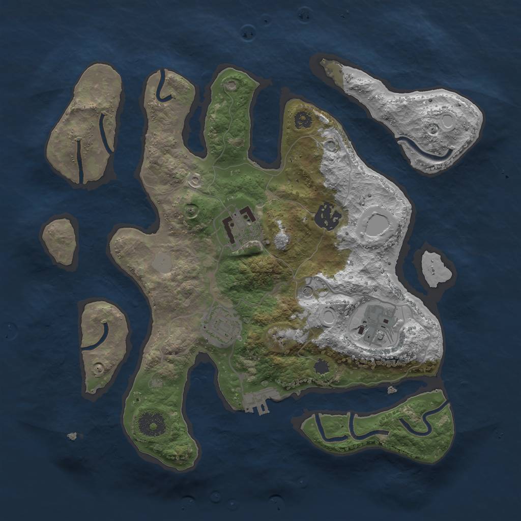 Rust Map: Procedural Map, Size: 3000, Seed: 861075, 11 Monuments