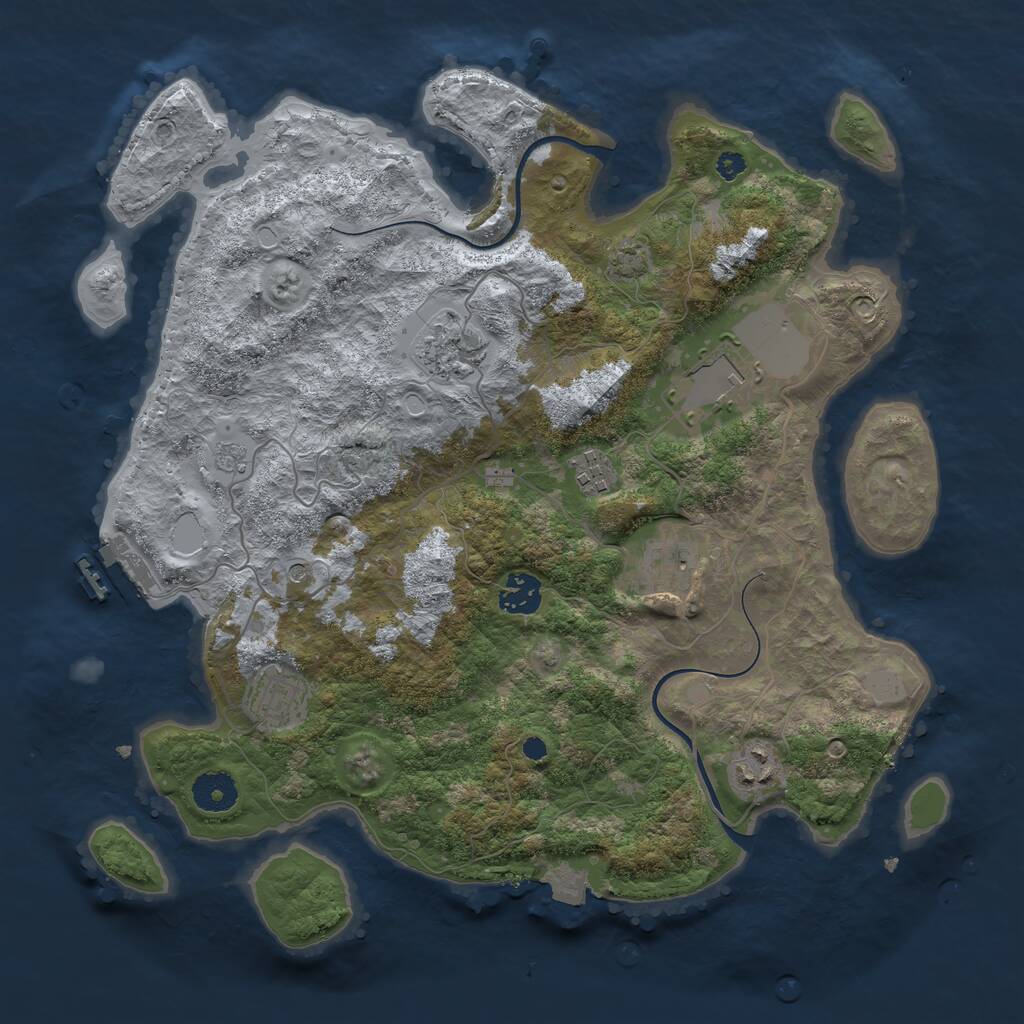 Rust Map: Procedural Map, Size: 3600, Seed: 461345, 12 Monuments