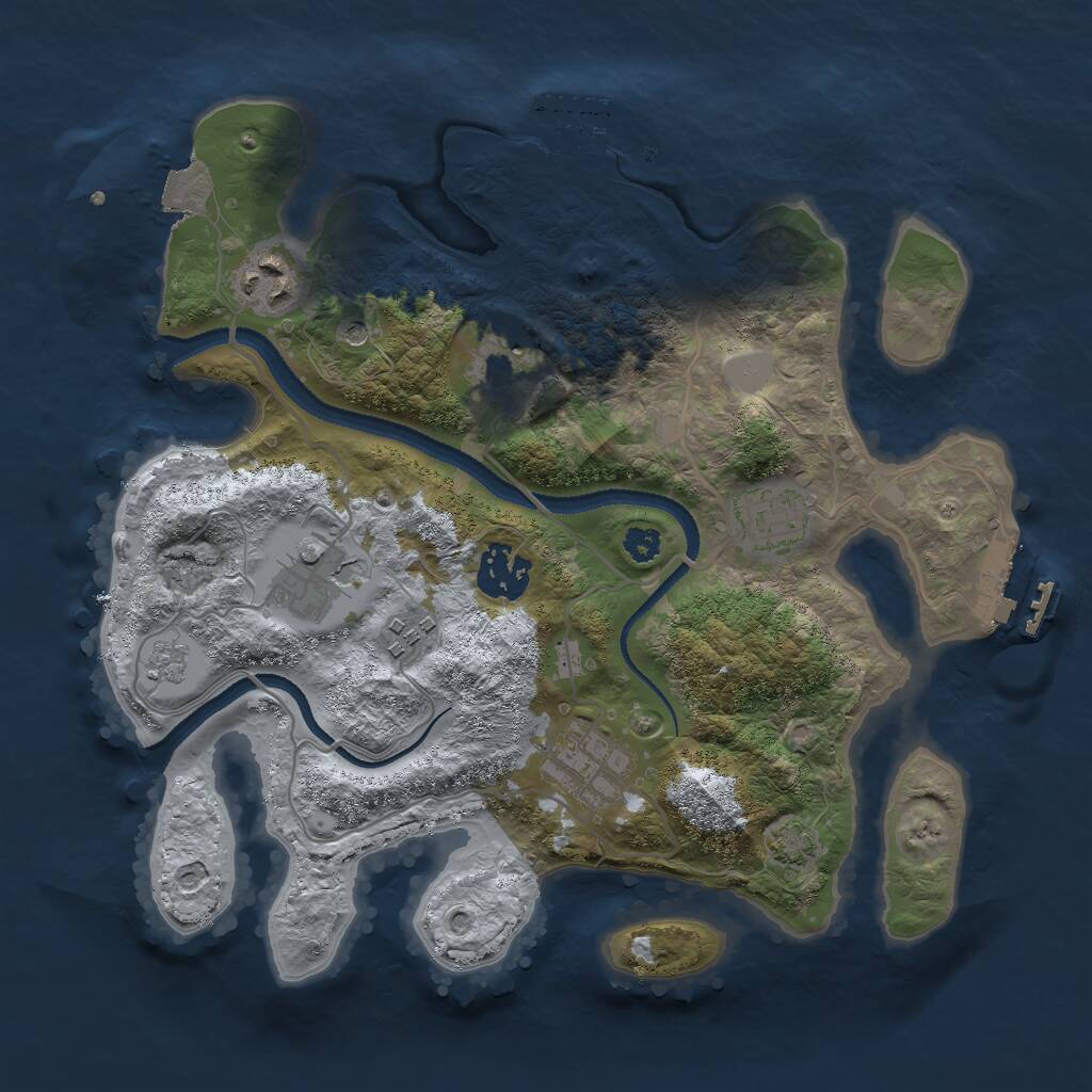 Rust Map: Procedural Map, Size: 3000, Seed: 580874, 13 Monuments