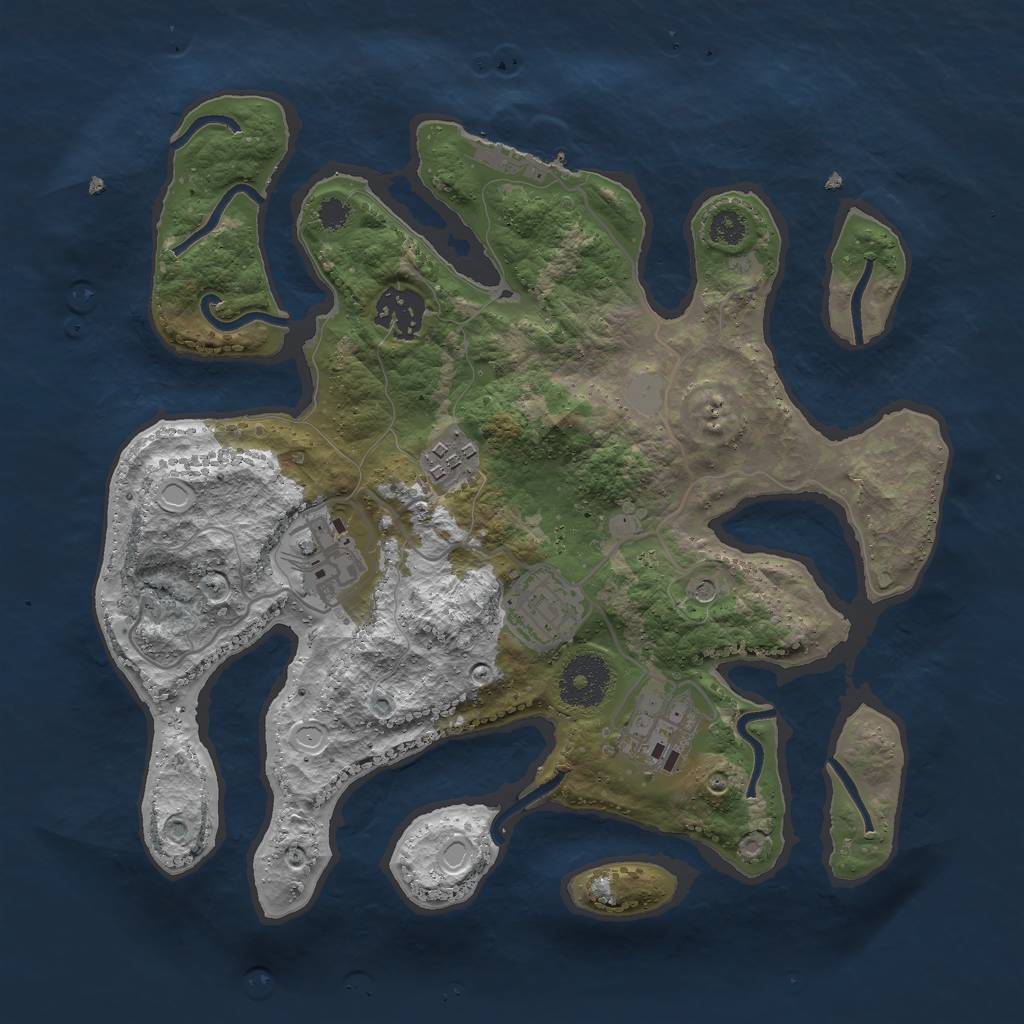 Rust Map: Procedural Map, Size: 3000, Seed: 580874, 12 Monuments