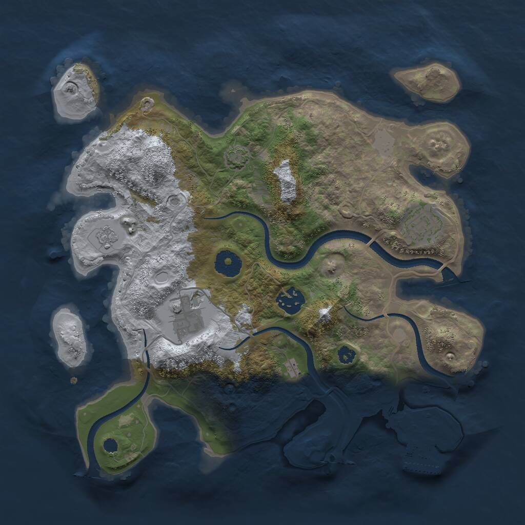 Rust Map: Procedural Map, Size: 3000, Seed: 402394, 7 Monuments