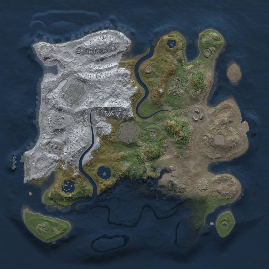 Rust Map: Procedural Map, Size: 3000, Seed: 136035, 12 Monuments