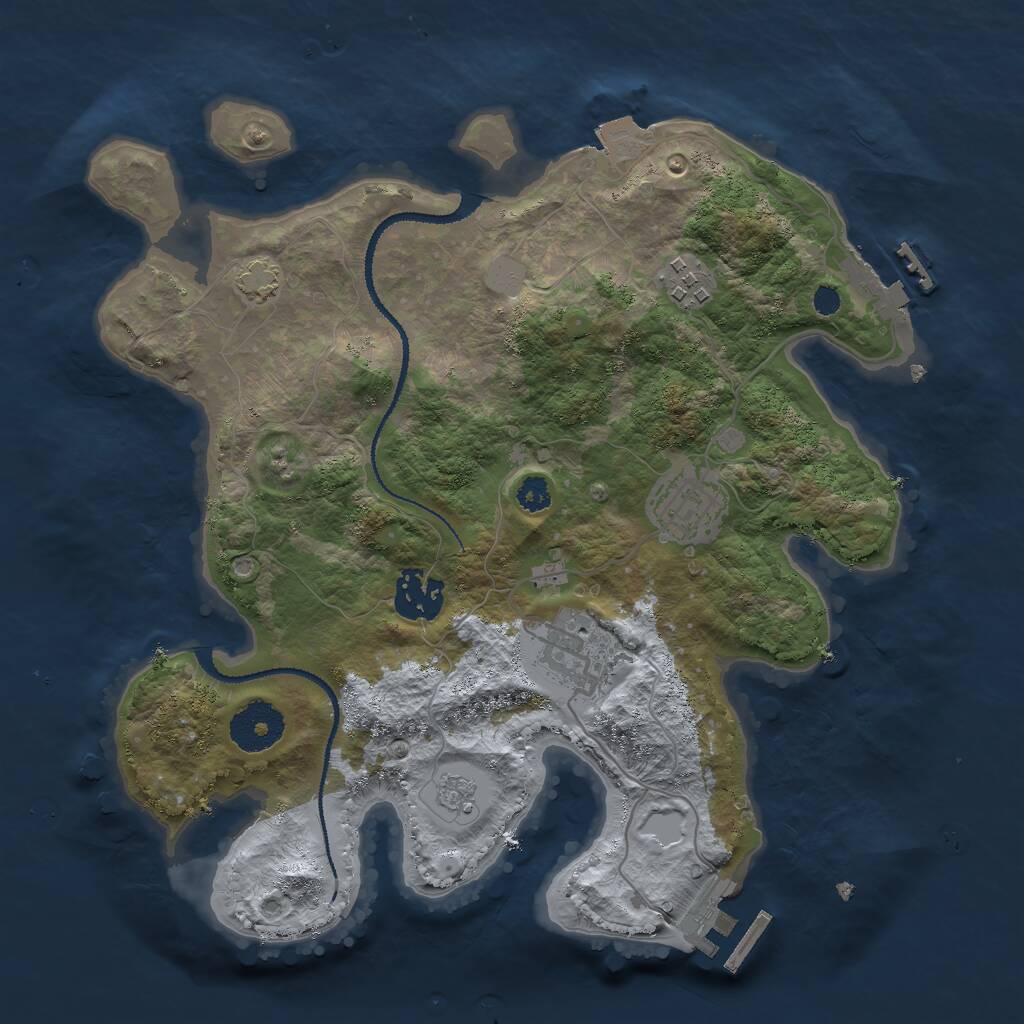Rust Map: Procedural Map, Size: 3000, Seed: 889040, 9 Monuments