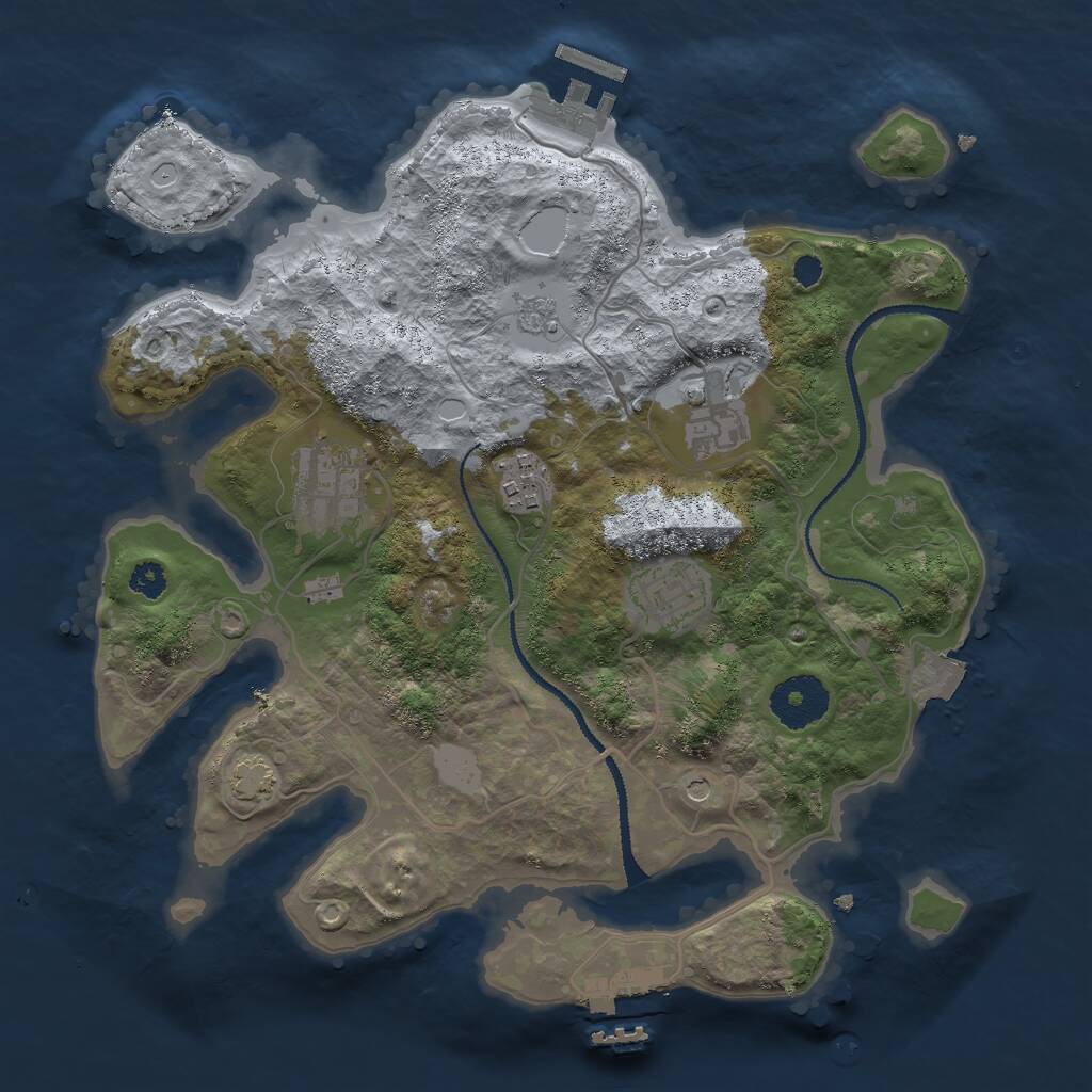 Rust Map: Procedural Map, Size: 3000, Seed: 993092, 10 Monuments