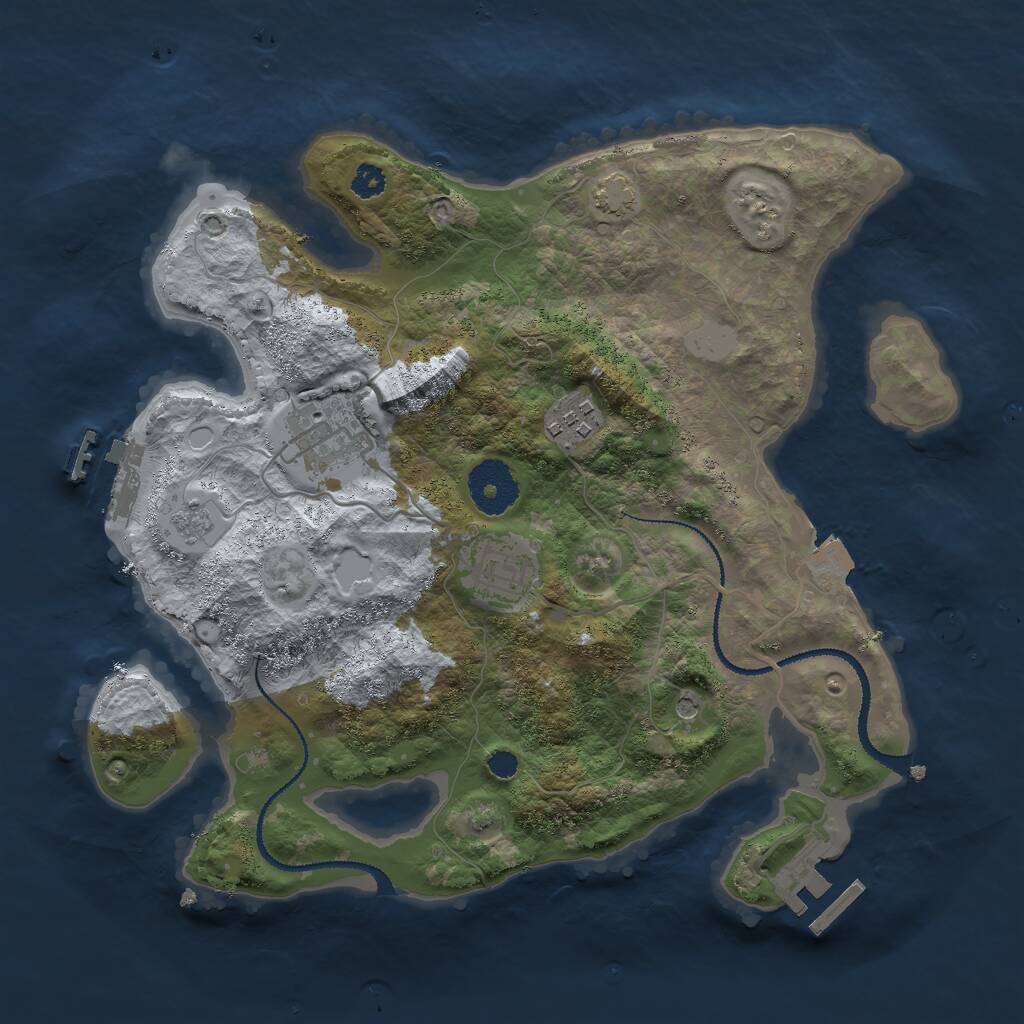 Rust Map: Procedural Map, Size: 3000, Seed: 653555, 9 Monuments