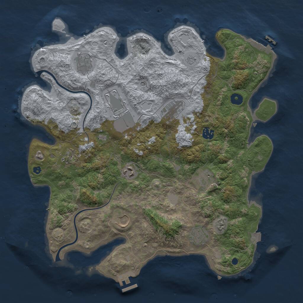 Rust Map: Procedural Map, Size: 3801, Seed: 710594681, 15 Monuments