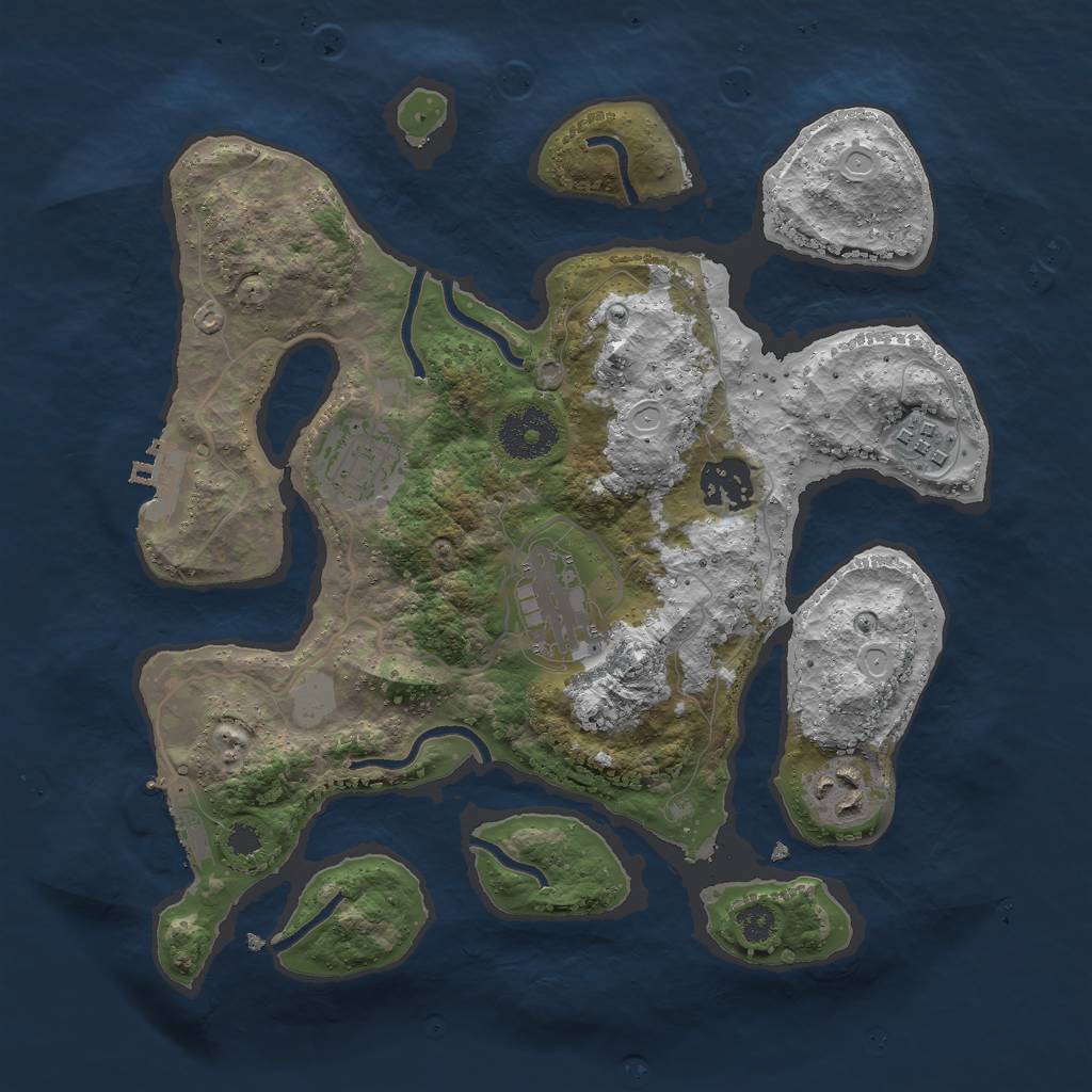 Rust Map: Procedural Map, Size: 3000, Seed: 323761, 12 Monuments