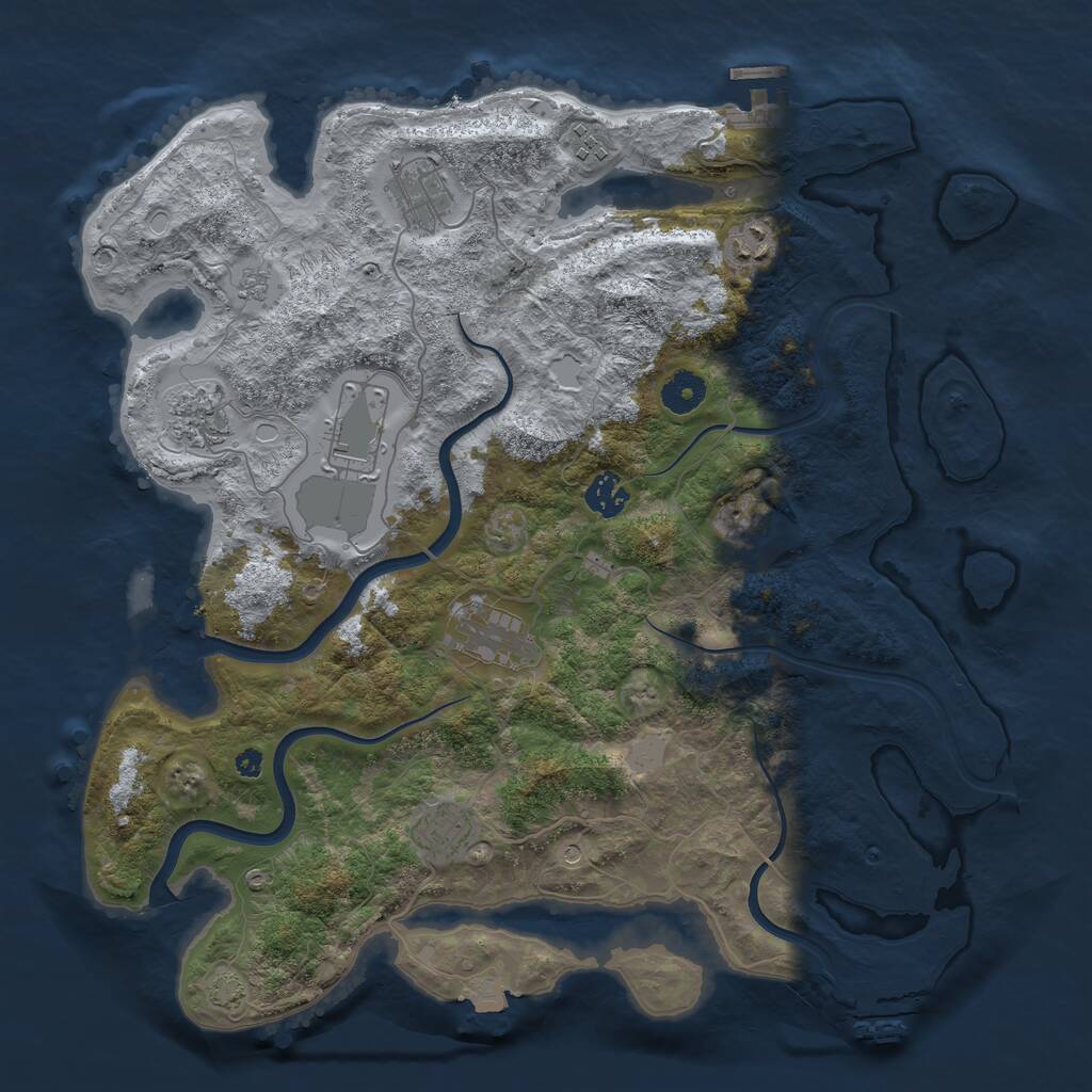 Rust Map: Procedural Map, Size: 3850, Seed: 1670137571, 15 Monuments