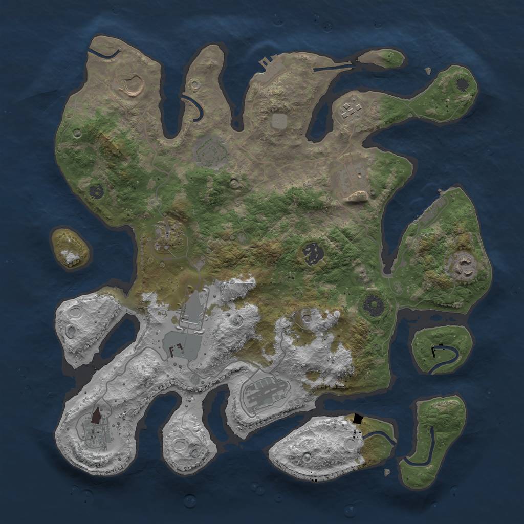 Rust Map: Procedural Map, Size: 3700, Seed: 1651069673, 18 Monuments