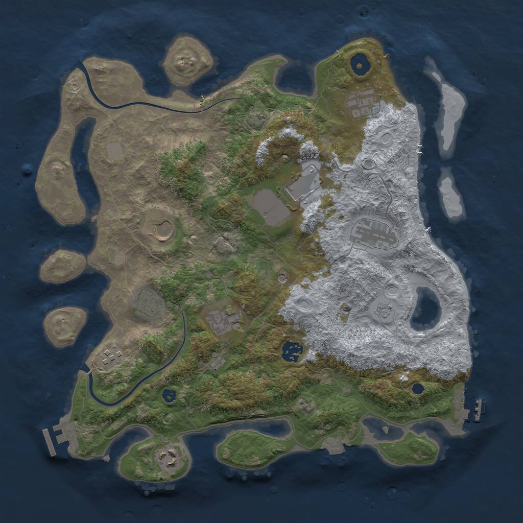 Rust Map: Procedural Map, Size: 3750, Seed: 141565909, 15 Monuments