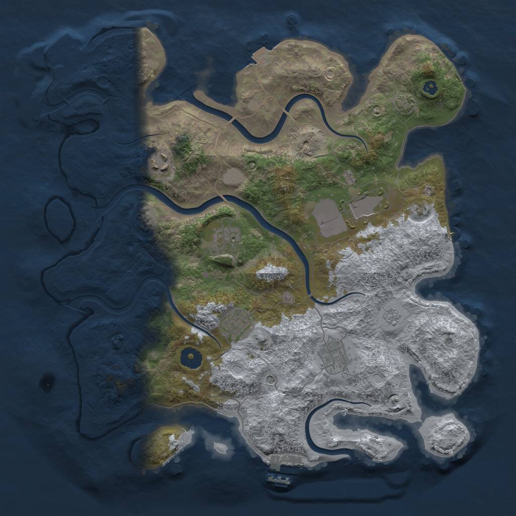 Rust Map: Procedural Map, Size: 3600, Seed: 1441785047, 11 Monuments