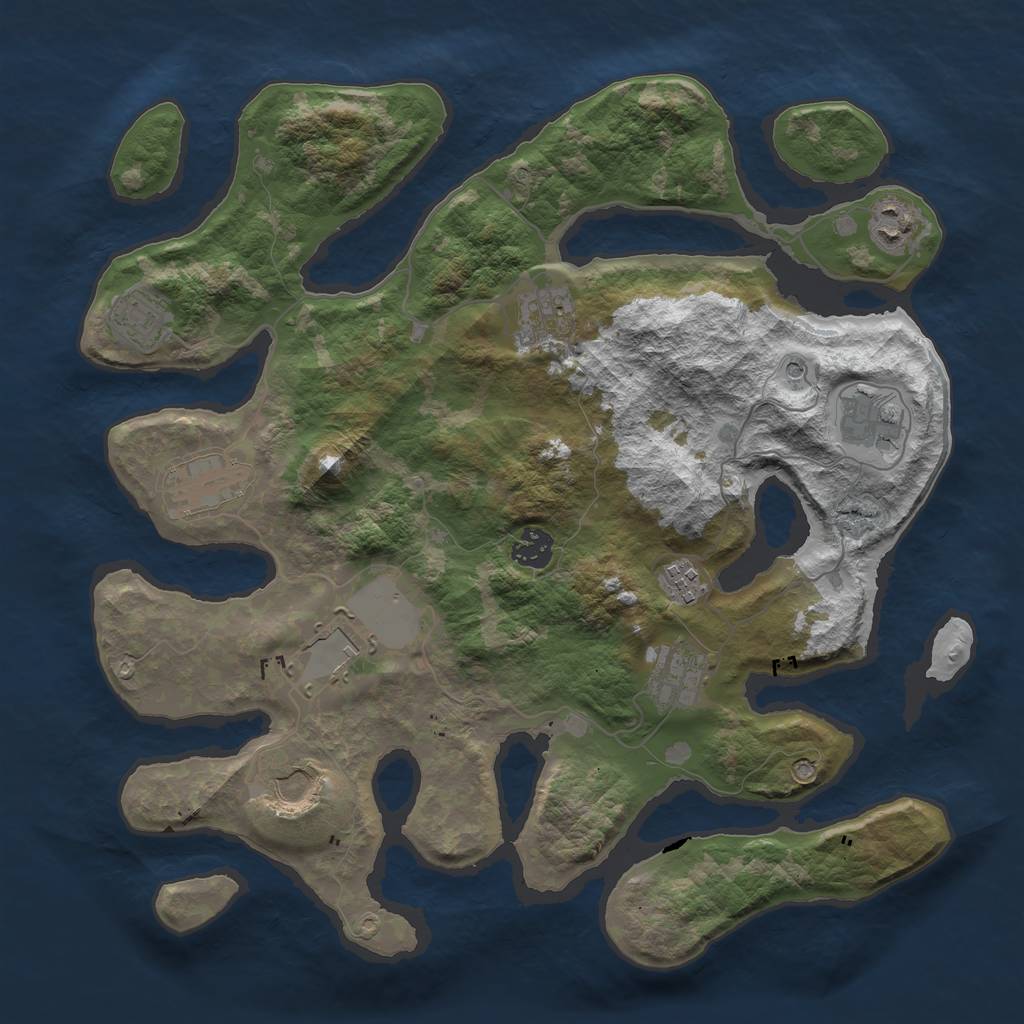 Rust Map: Barren, Size: 3750, Seed: 16522048, 13 Monuments