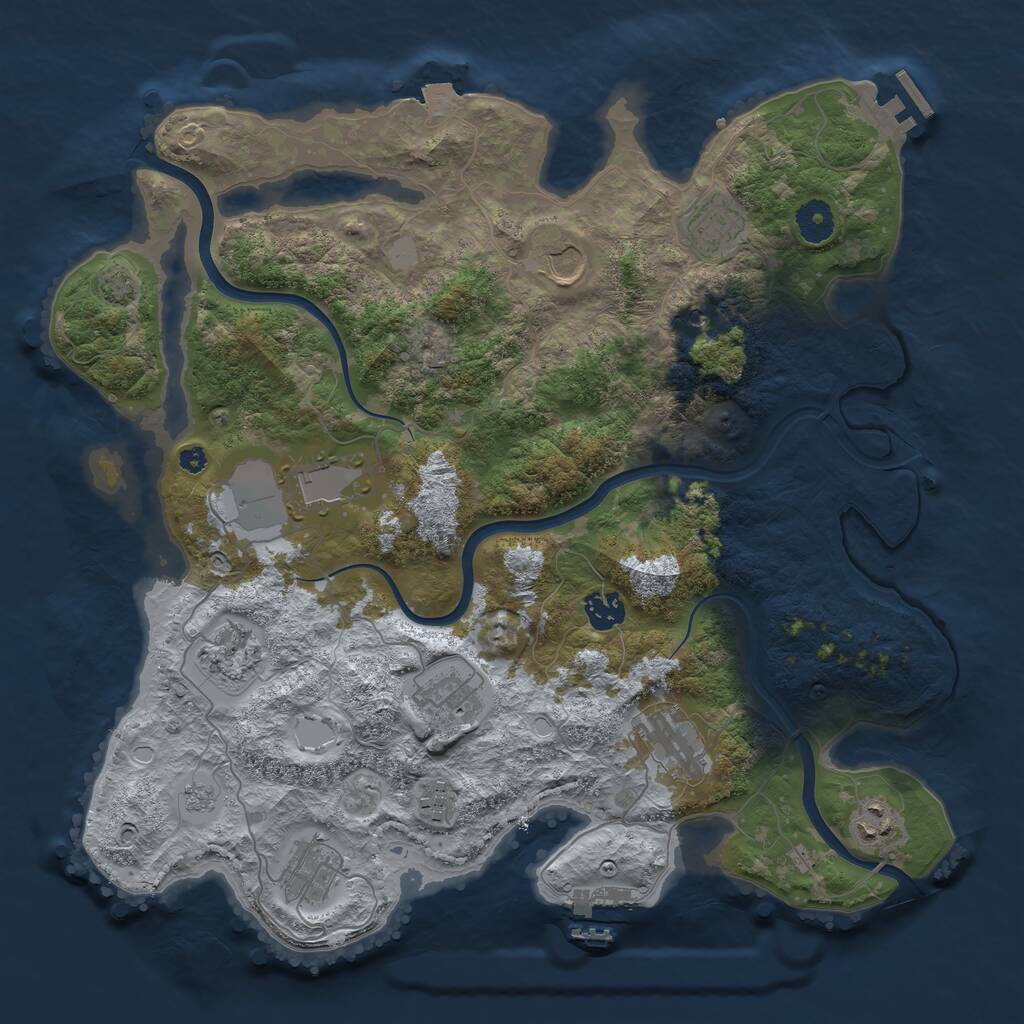Rust Map: Procedural Map, Size: 3850, Seed: 1873863521, 16 Monuments