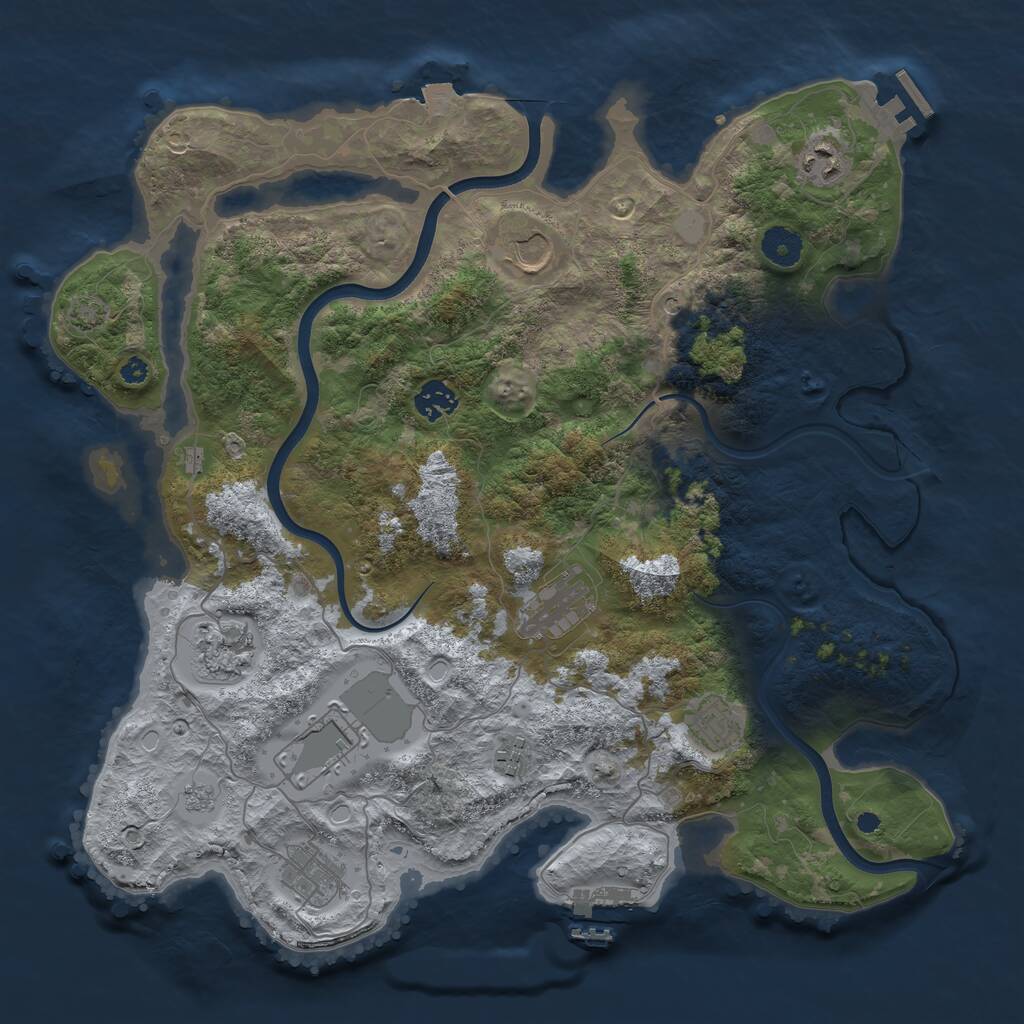 Rust Map: Procedural Map, Size: 3850, Seed: 1873863521, 15 Monuments