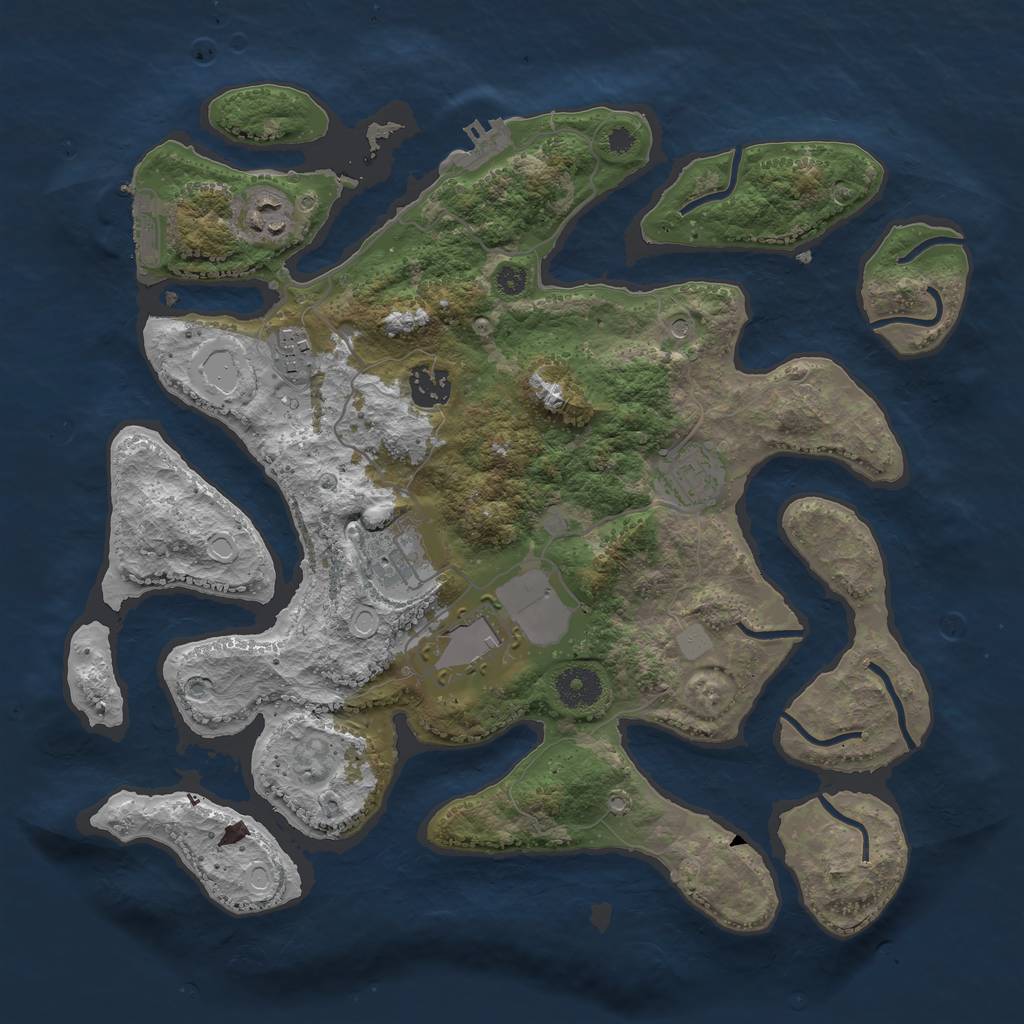 Rust Map: Procedural Map, Size: 3550, Seed: 891076, 14 Monuments