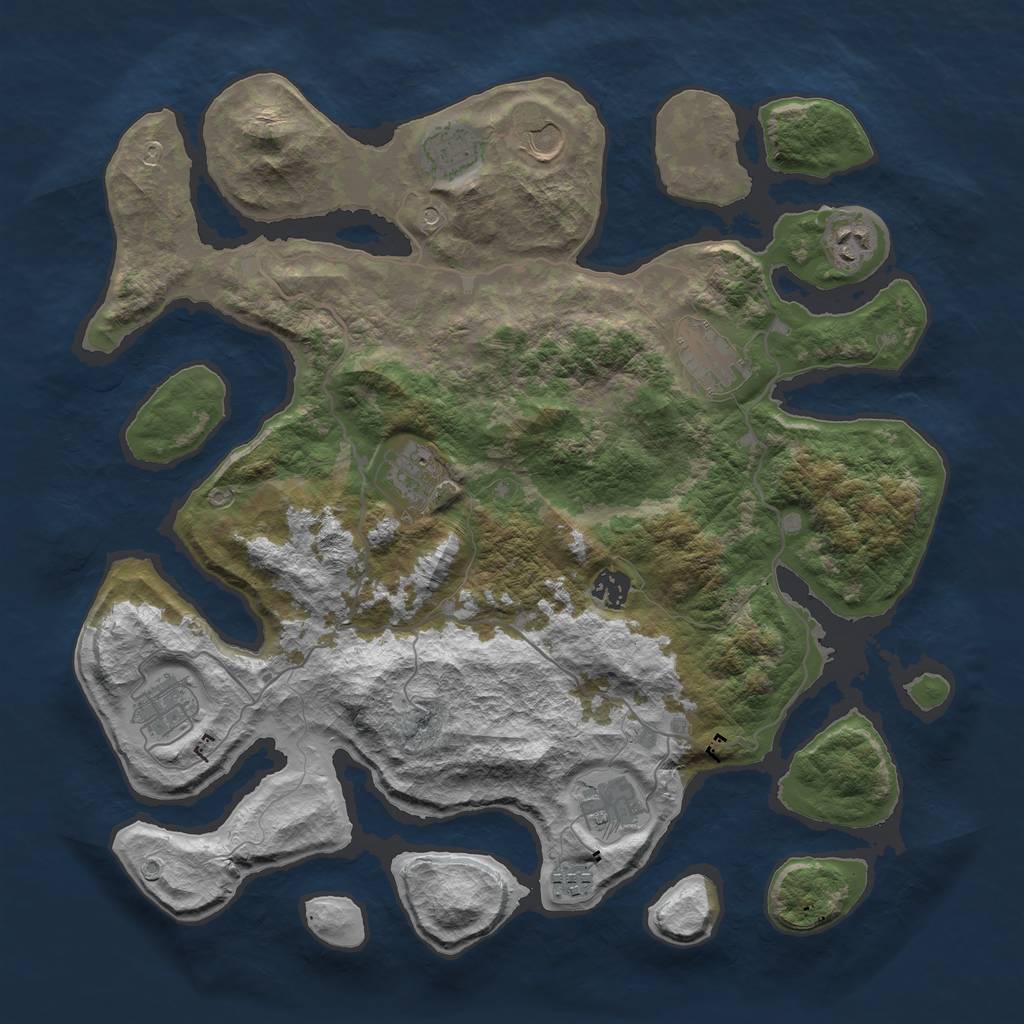 Rust Map: Barren, Size: 4000, Seed: 12758, 12 Monuments