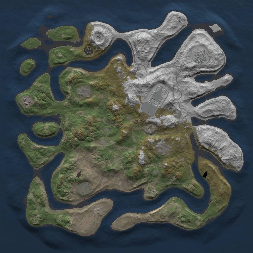 Rust Map: Barren, Size: 4300, Seed: 7777457, 12 Monuments