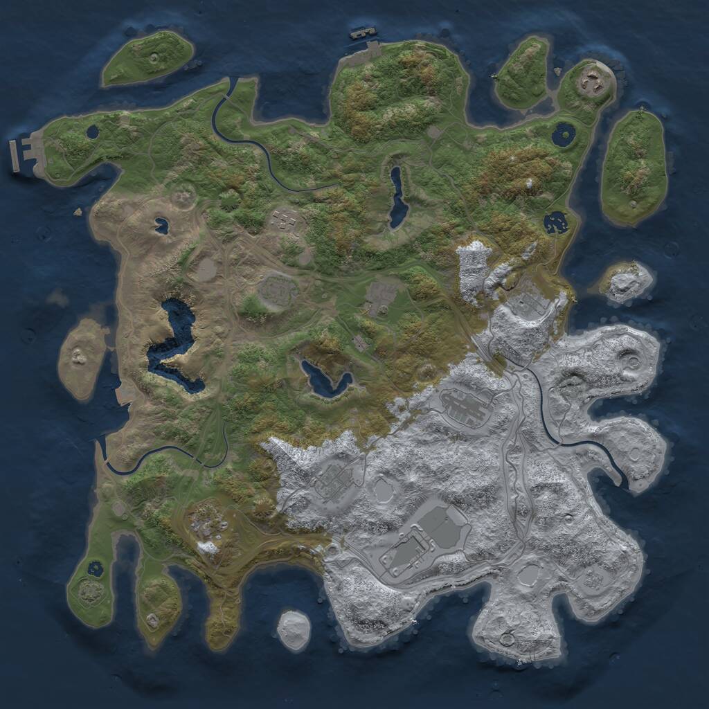 Rust Map: Procedural Map, Size: 4500, Seed: 12000, 16 Monuments
