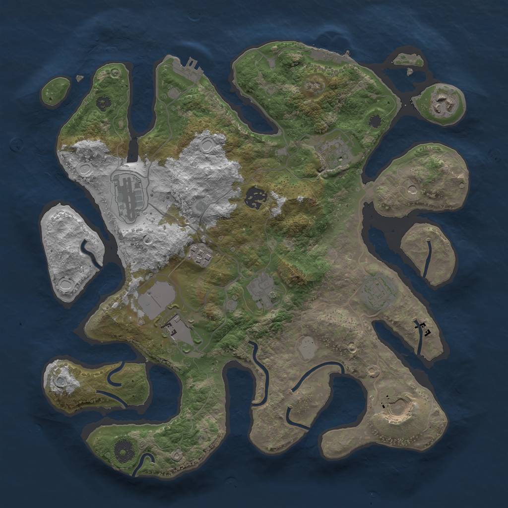 Rust Map: Procedural Map, Size: 3500, Seed: 111221, 17 Monuments
