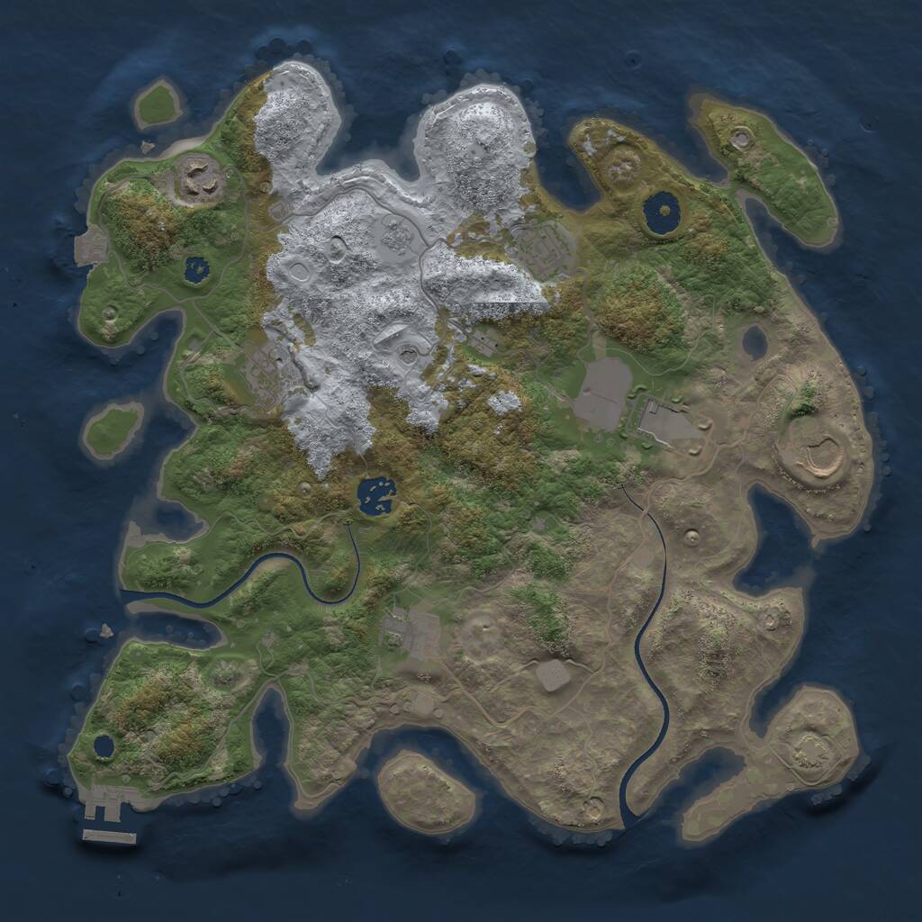 Rust Map: Procedural Map, Size: 3500, Seed: 892573474, 12 Monuments