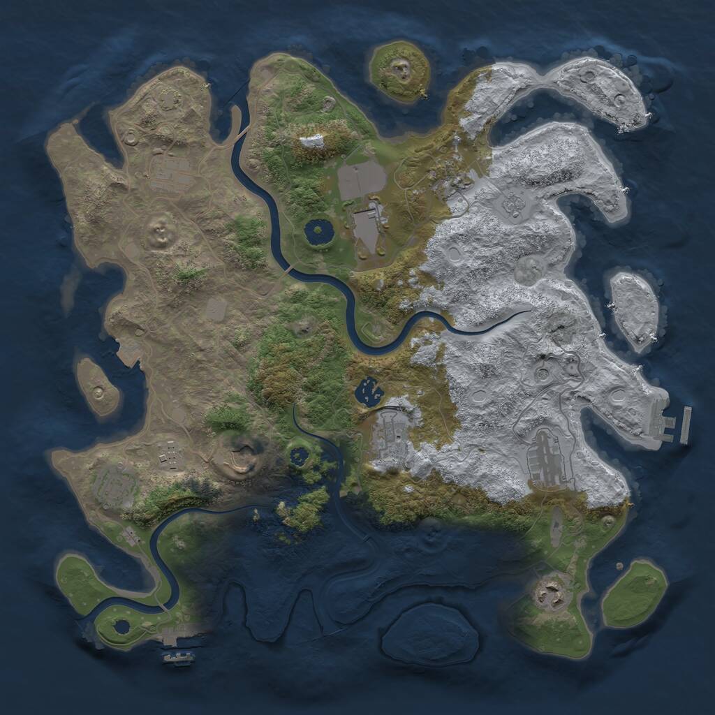 Rust Map: Procedural Map, Size: 3850, Seed: 414538075, 16 Monuments