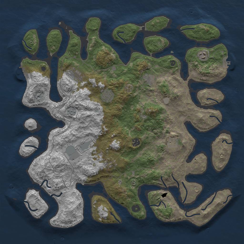 Rust Map: Procedural Map, Size: 4500, Seed: 1999011348, 17 Monuments
