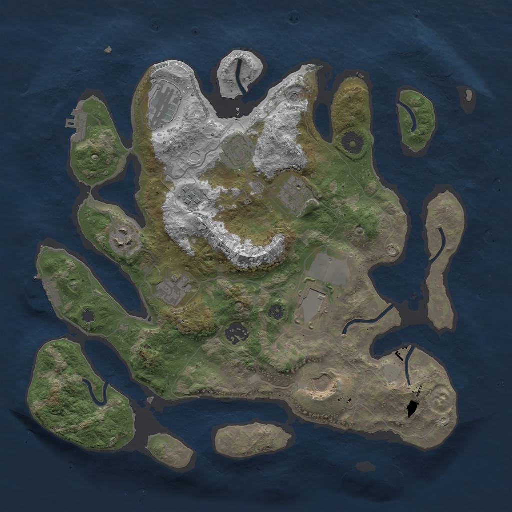 Rust Map: Procedural Map, Size: 3500, Seed: 38793614, 17 Monuments