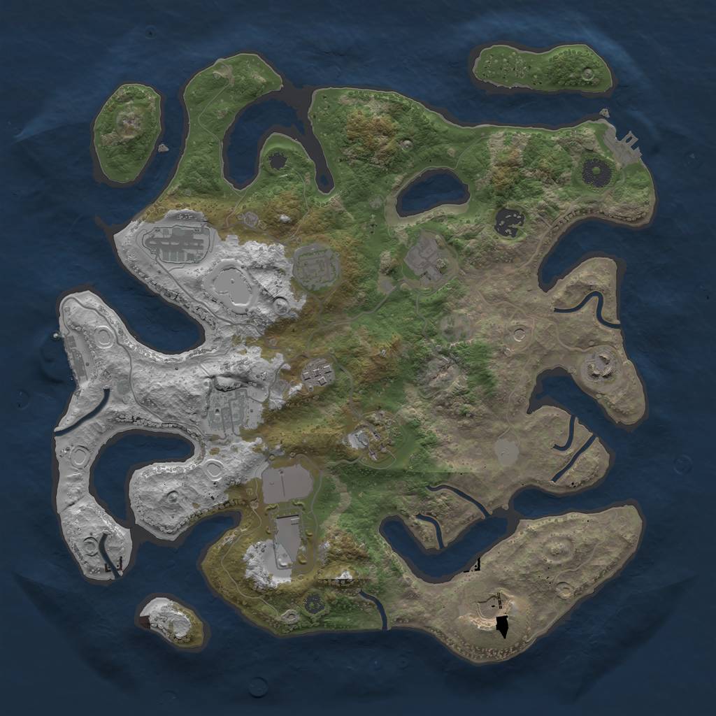 Rust Map: Procedural Map, Size: 3700, Seed: 461243604, 18 Monuments