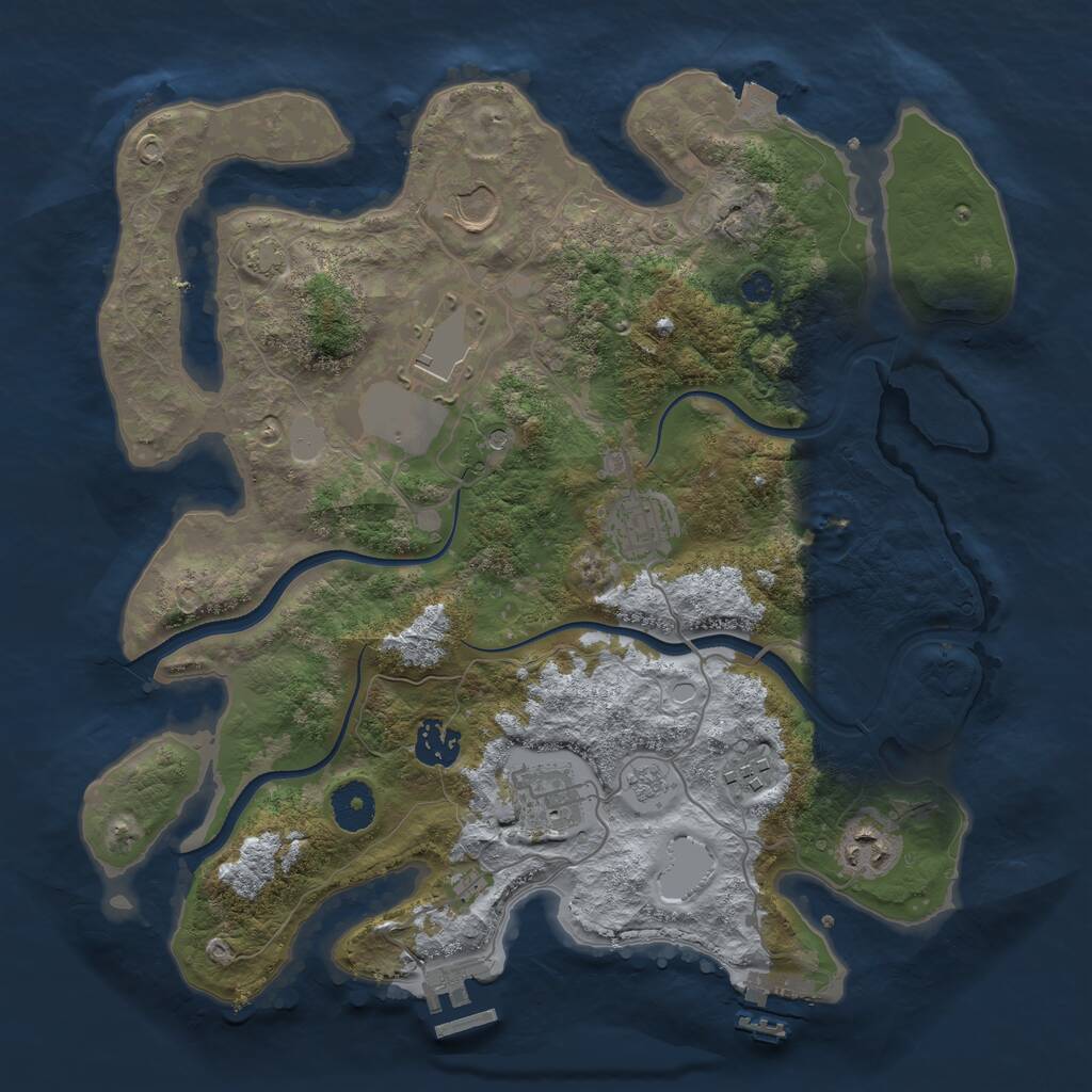 Rust Map: Procedural Map, Size: 3500, Seed: 9055882, 13 Monuments