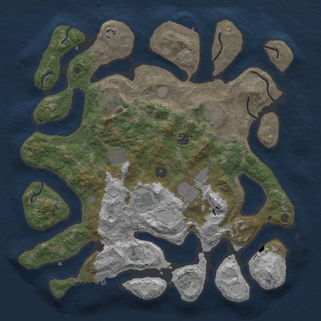 Rust Map: Procedural Map, Size: 4000, Seed: 1033772017, 16 Monuments